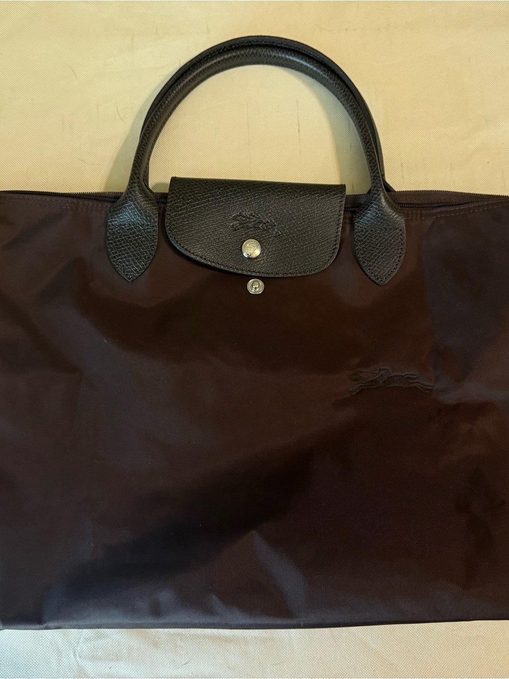 Longchamp Le Pliage Medium Top-Handle Tote Bag in Dark Brown